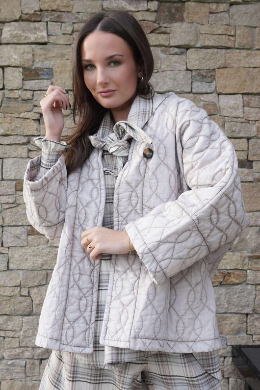 Dolman Cotton Quilted Jacket Vintage Washed Mocha